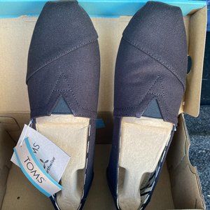Black Toms Canvas Slip On Shoes